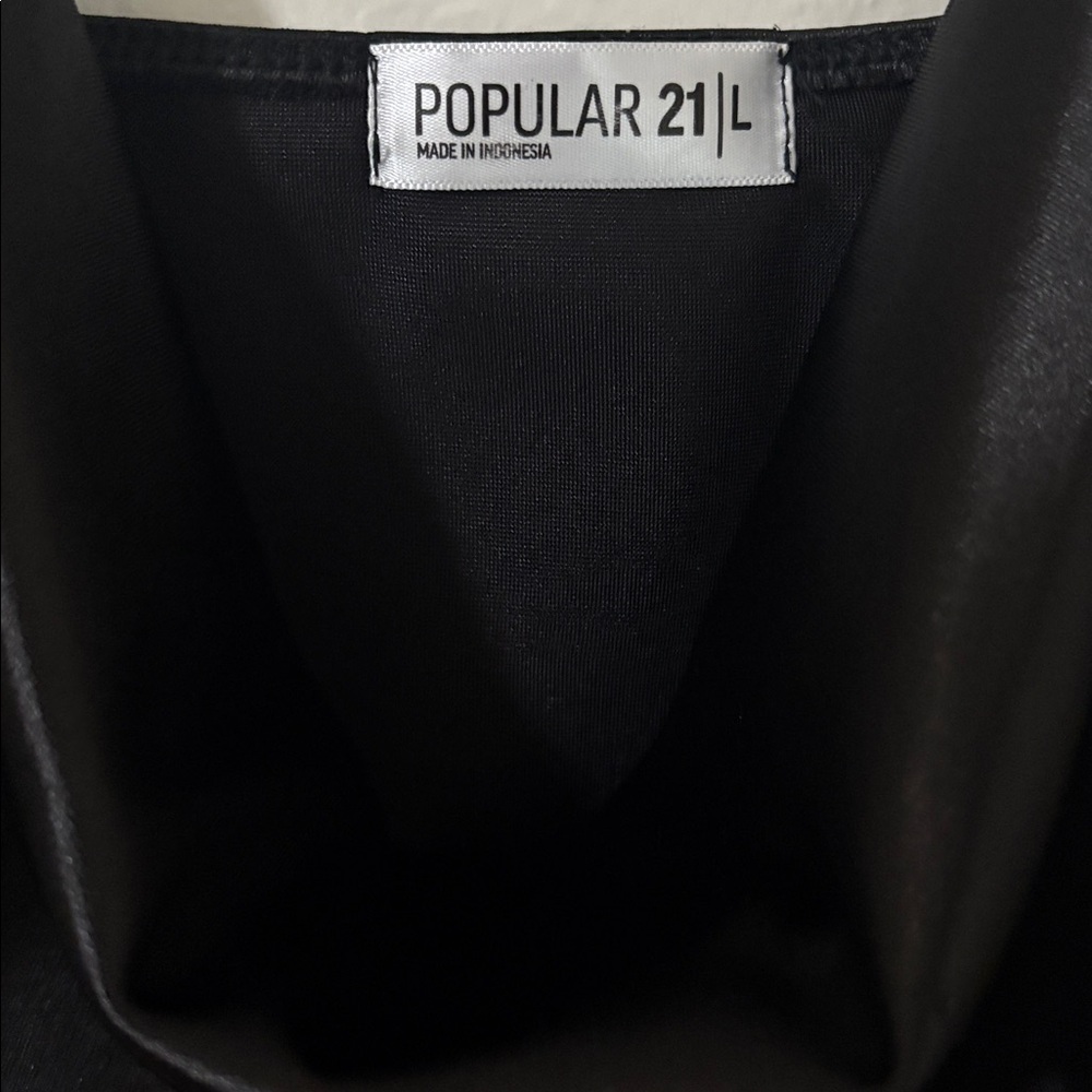 Chic Black Satin Mini Dress - Picture 3 of 6